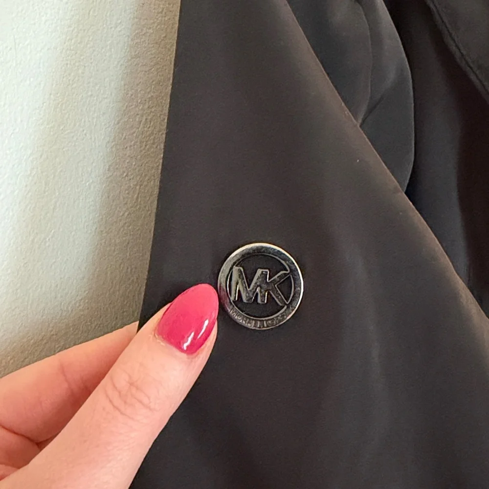Michael Kors Black Zip Up Hooded Rain Utility Jacket
